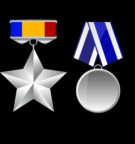 medal icon templates shiny grey various shapes