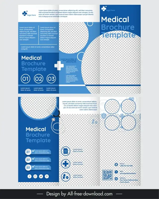 medical brochure template flat checkered shapes 