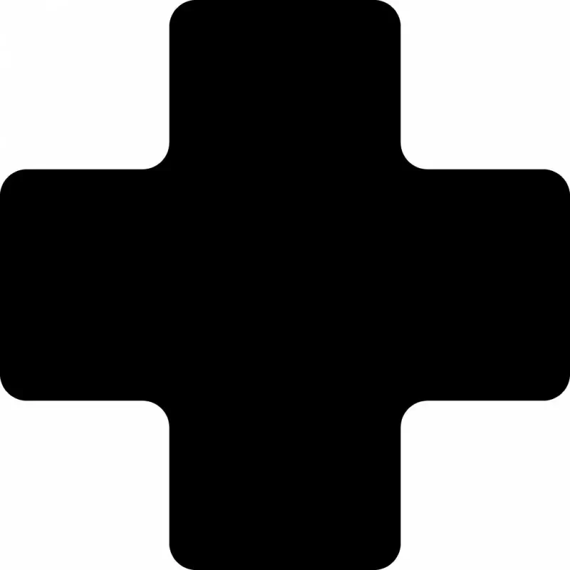 medical cross sign icon flat symmetric silhouette sketch