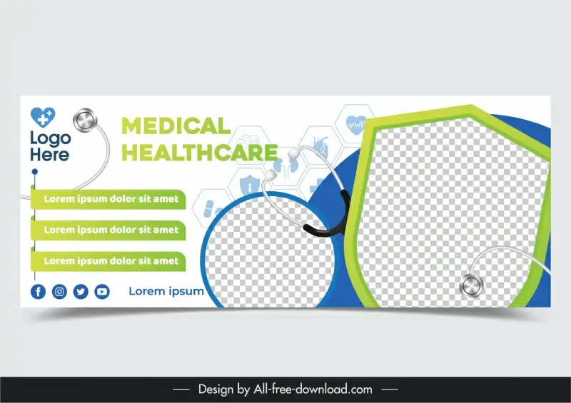 medical healthcare banner template modern elegant checkered 