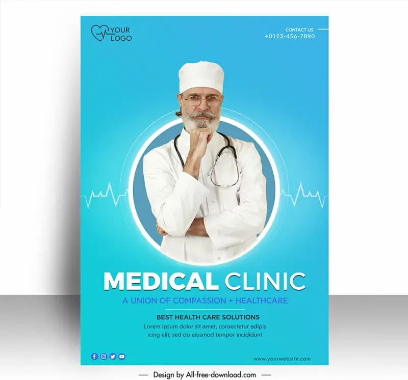 medical healthcare poster template bright elegant realistic 