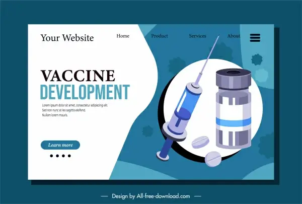 medical webpage template vaccine injection needle sketch