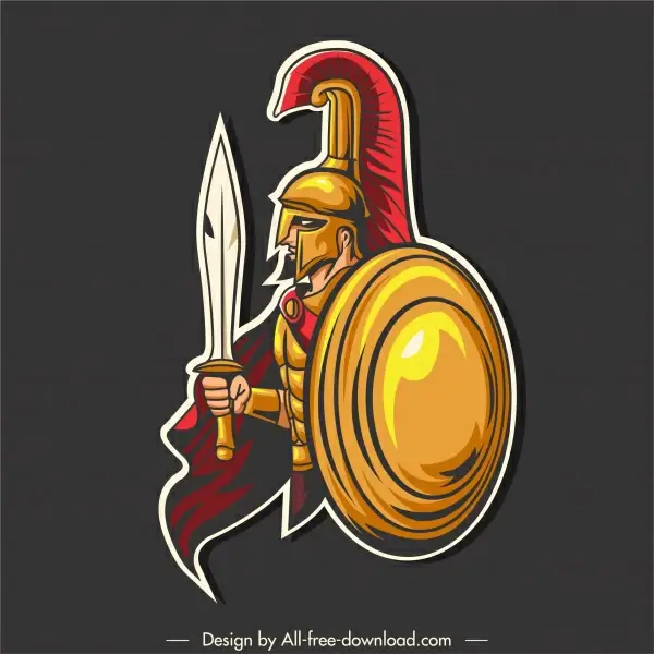 medieval fighter icon spartan warrior sketch cartoon design
