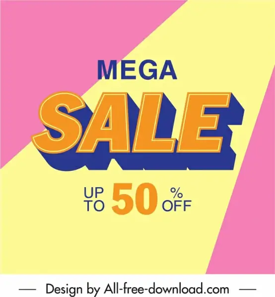 mega sale poster bright colorful texts decor