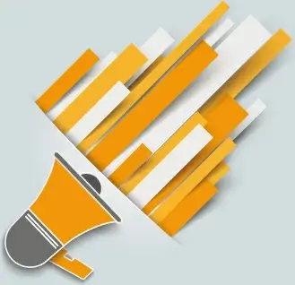 megaphone with paper tapes background vector