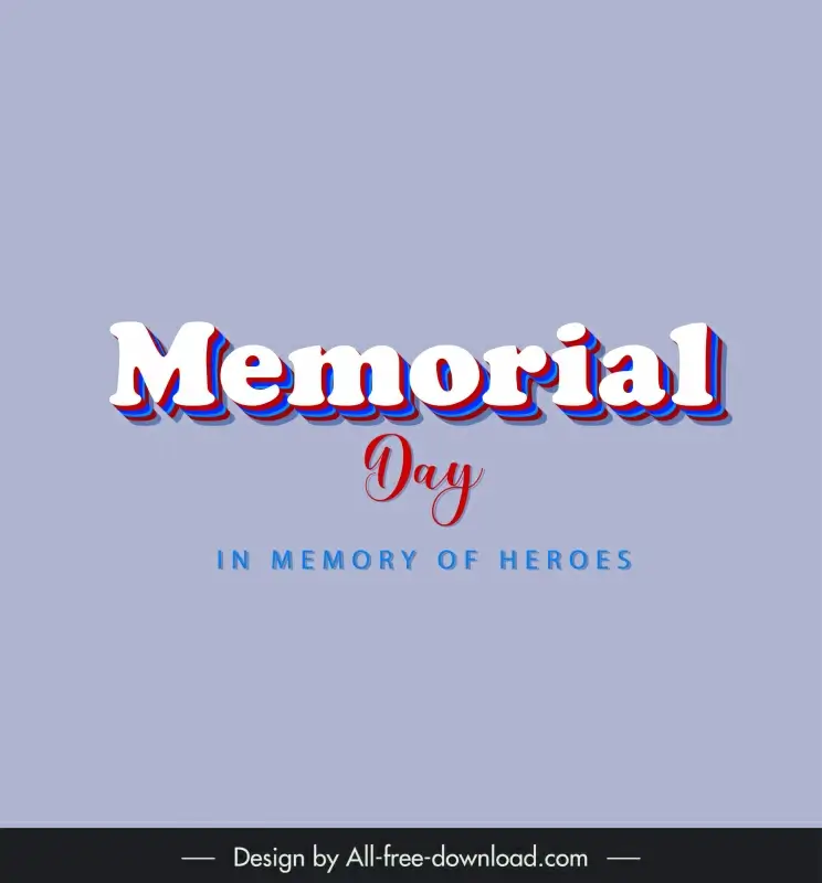 memorial day in memory of heroes banner template flat simple texts decor