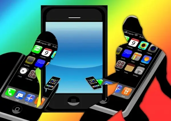 men silhouettes phone