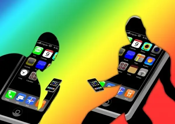 men silhouettes phone