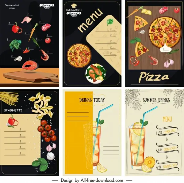 menu cover template colorful classical food drink decor