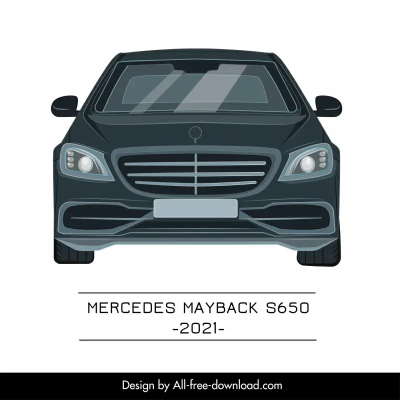 mercedes maybach s 650 2021 car model icon modern flat front view sketch