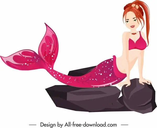 mermaid icon attractive woman sketch cartoon character
