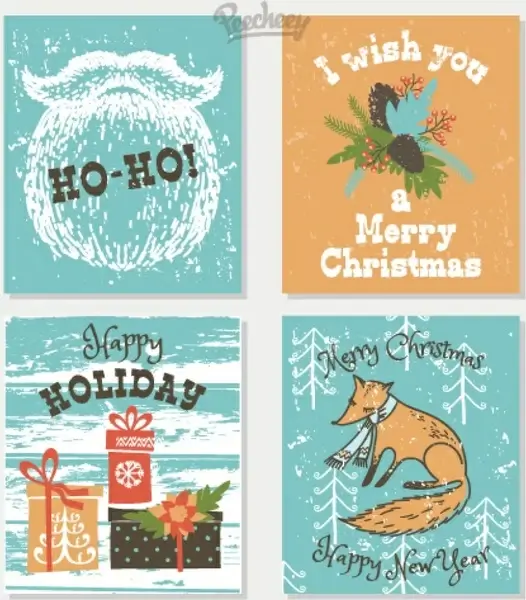 merry christmas and happy new year greeting cards