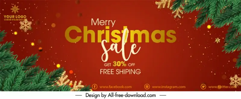 merry christmas shop sale facebook background template elegant xmas elements decor