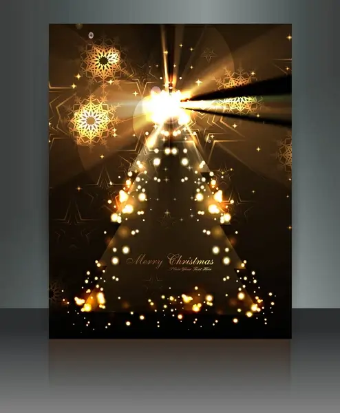 merry christmas tree brochure celebration bright colorful card vector