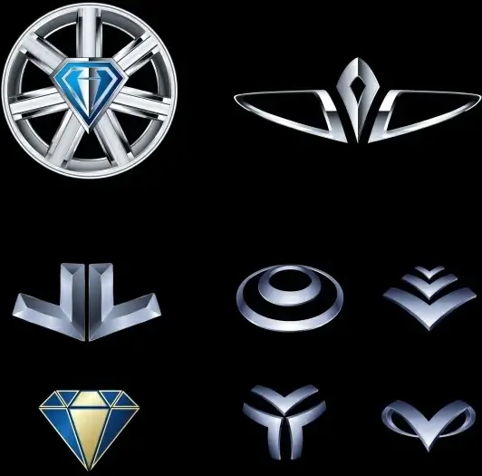 logo icons collection shiny metallic style