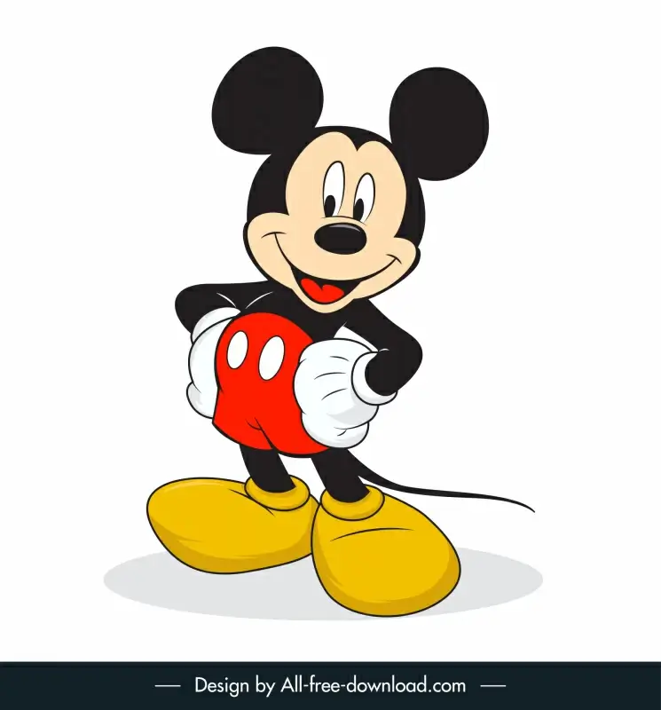 mickey mouse colored cartoon sketch