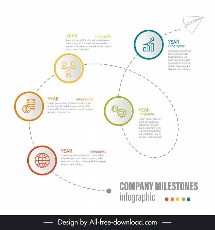 milestones infographic template dynamic paper airplane line circles