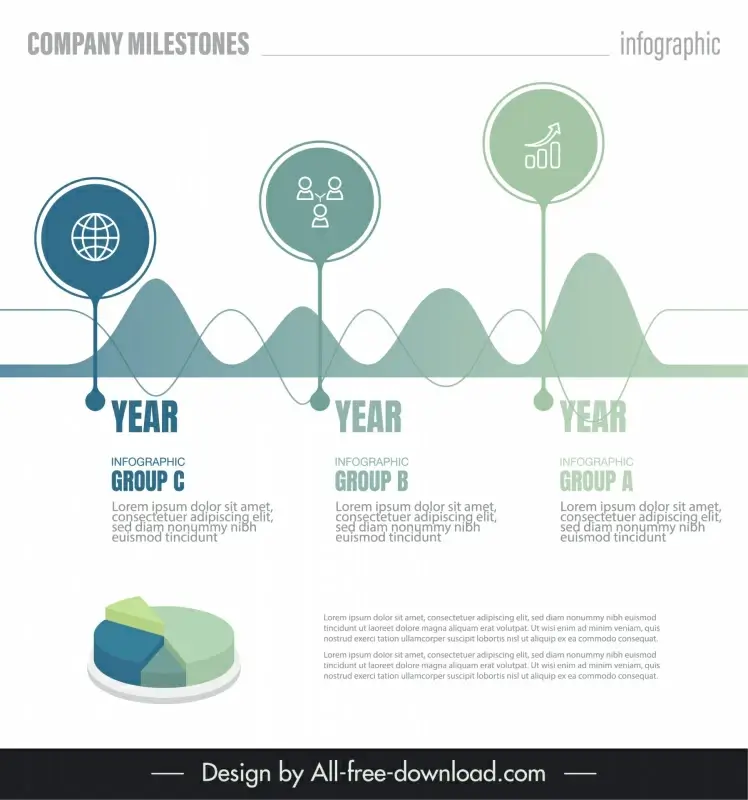 milestones infographic template elegant flat 3d charts