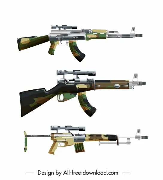 military weapons icons contemporary guns sketch