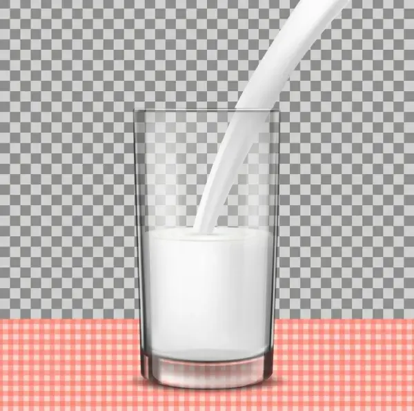 milk advertisement cup liquid icons realistic design