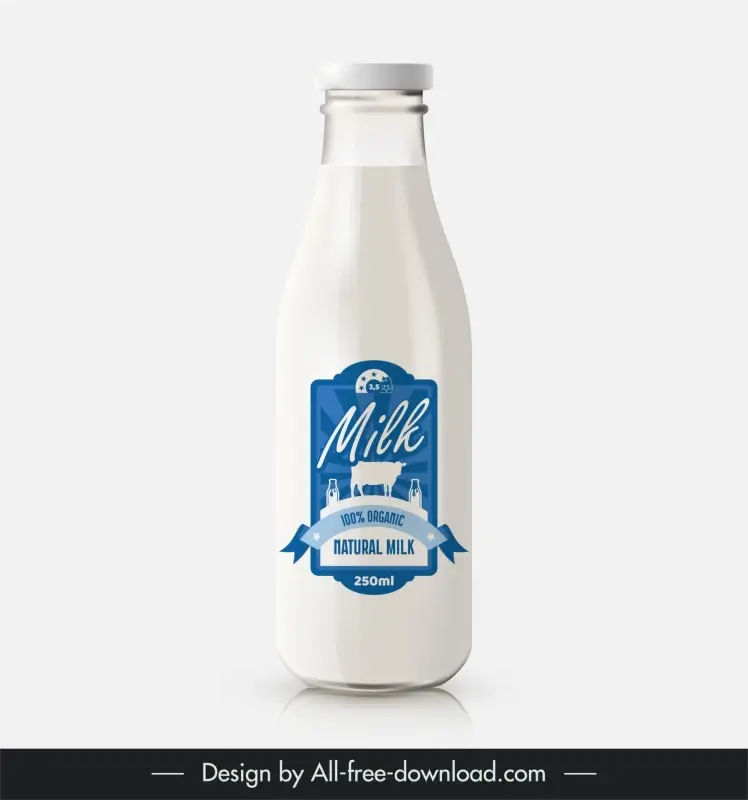 milk bottle packaging template silhouette cow ribbon 