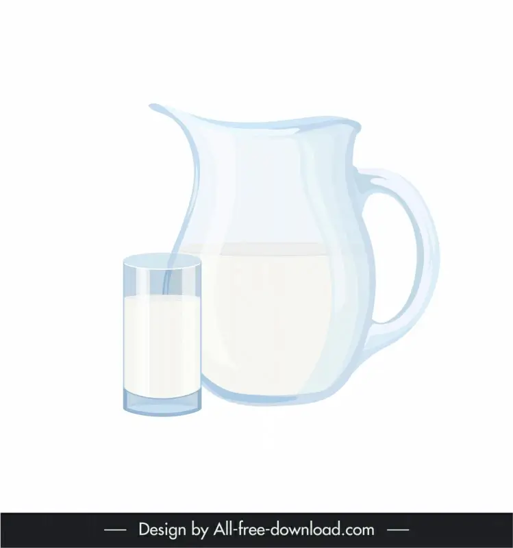 milk design elements flat classic design glass jug sketch