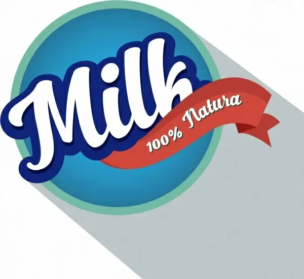 milk product label round design ribbon decoration