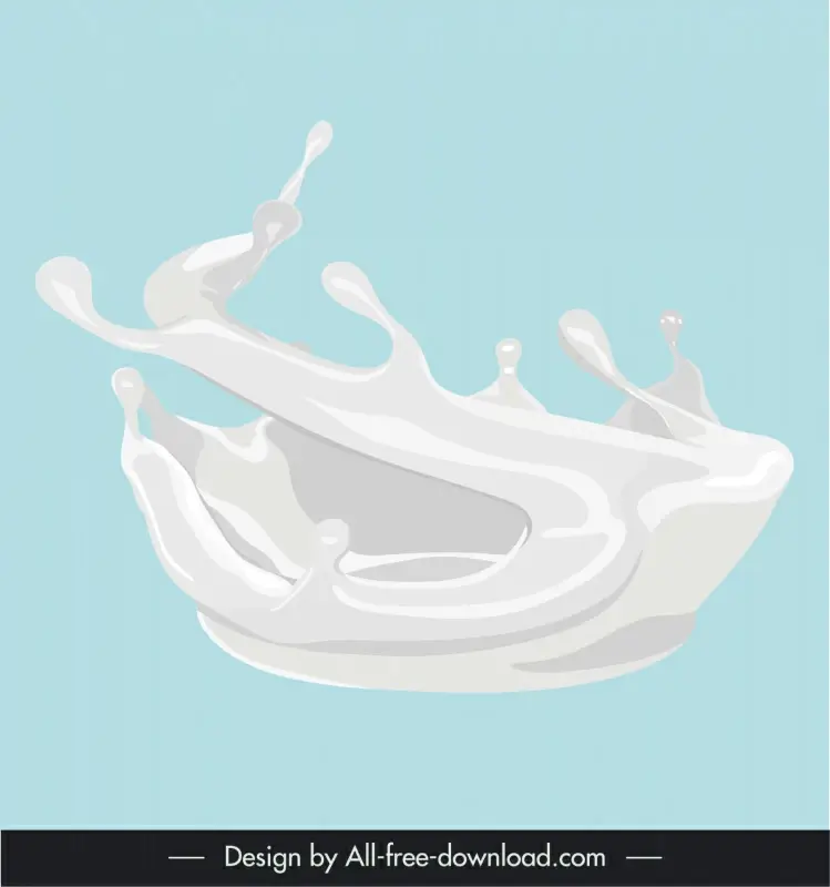 milk splash icon 3d dynamic shape outline 
