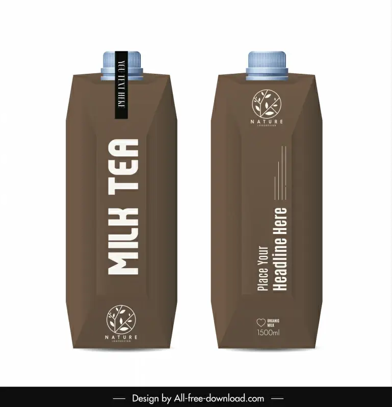 milk tea bottle packaging template modern elegant design