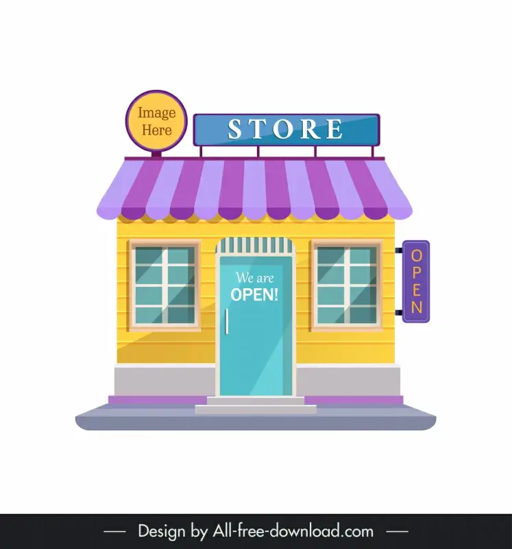 mini shophouse icon colored elegant simple sketch
