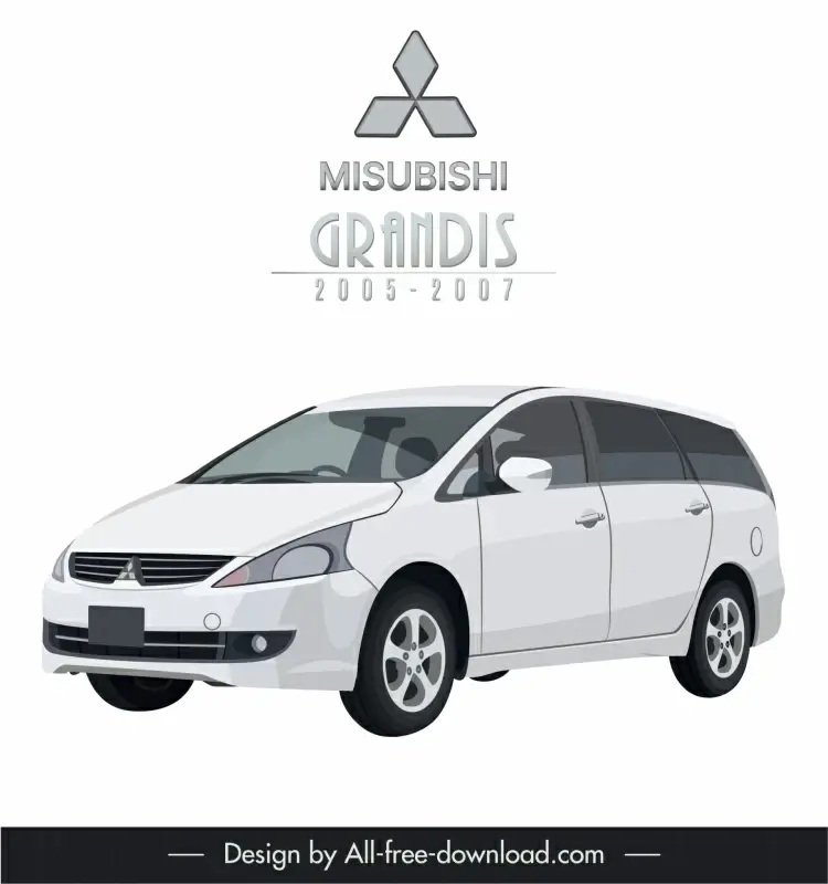 mitsubishi grandis 2005 2007 car model advertising banner 3d tilt angle sketch