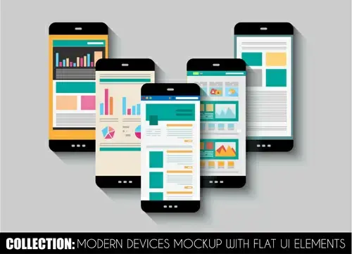 mobile devices mockup with flat ui elements vector