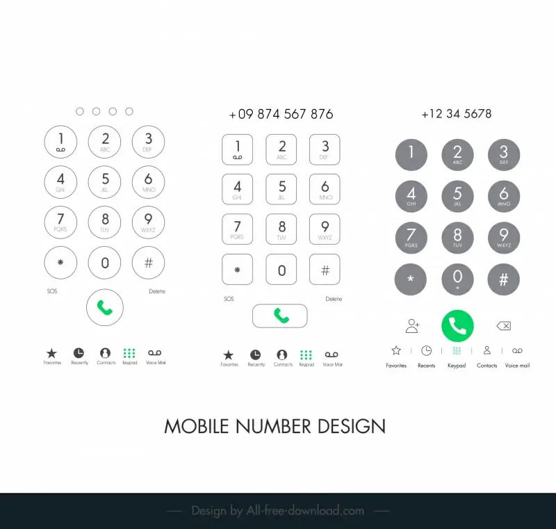 mobile number design element flat modern