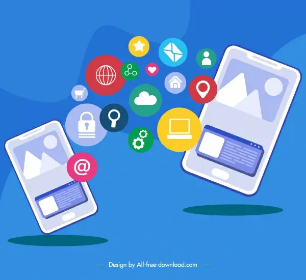 mobile phone application background colorful ui elements sketch