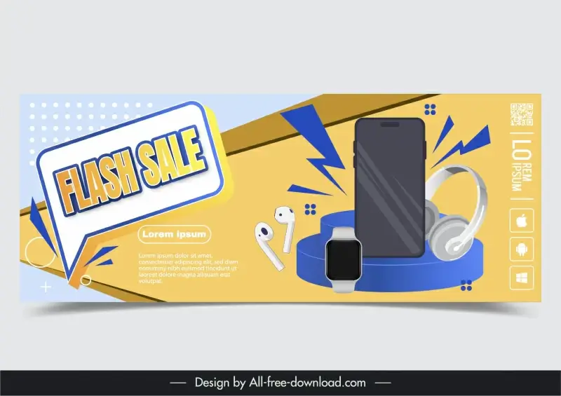 mobile shop banner template dynamic design modern devices 