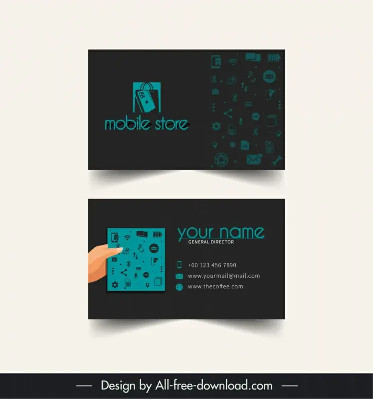 mobile store business card template dark ui decor