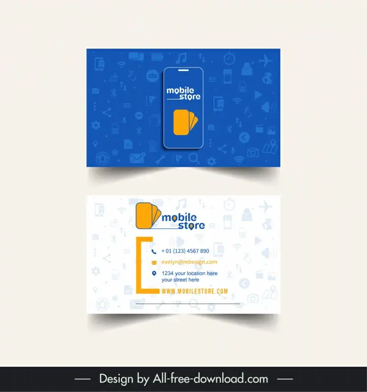 mobile store business card template flat smartphone ui decor