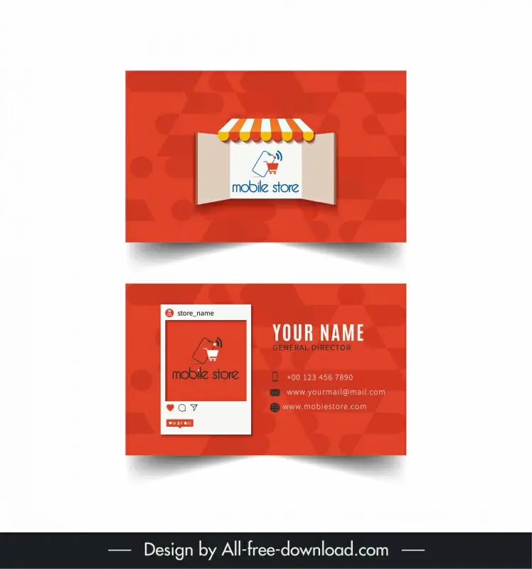 mobile store business card template shop geometric decor