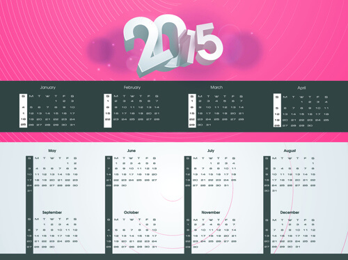 modern15 calendar and new year background vector