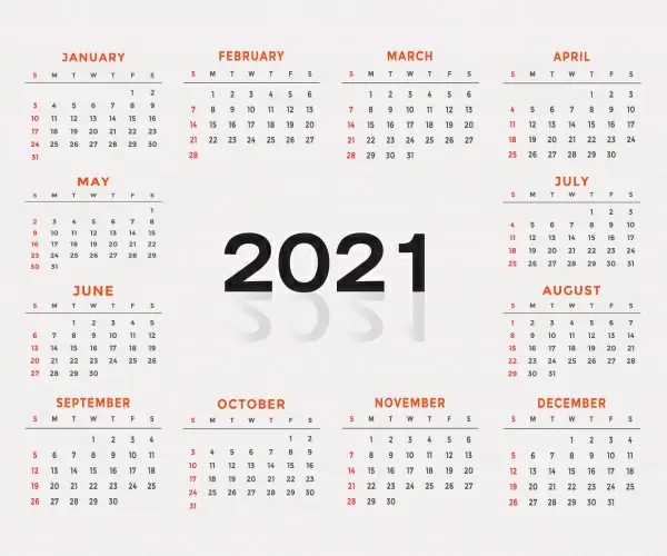 modern calendar for new year 2021