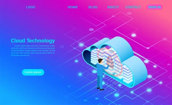 modern cloud technology and networking concept online computing technology big data flow processing concept internet data services vector illustration