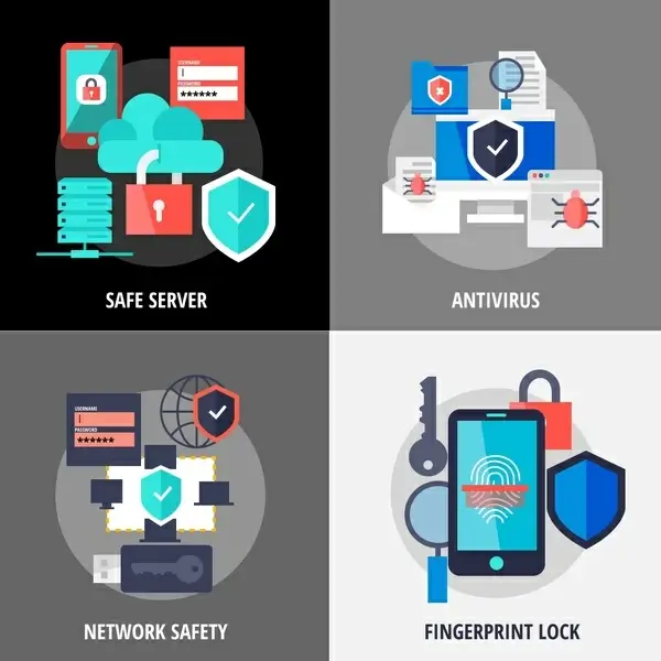 modern network security tools isolated with various styles