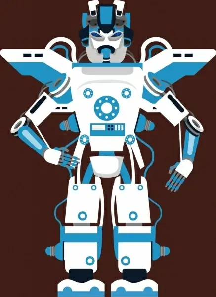 modern robot icon blue white design