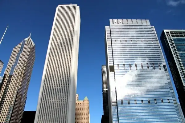 modern skyscrapers on blue sky