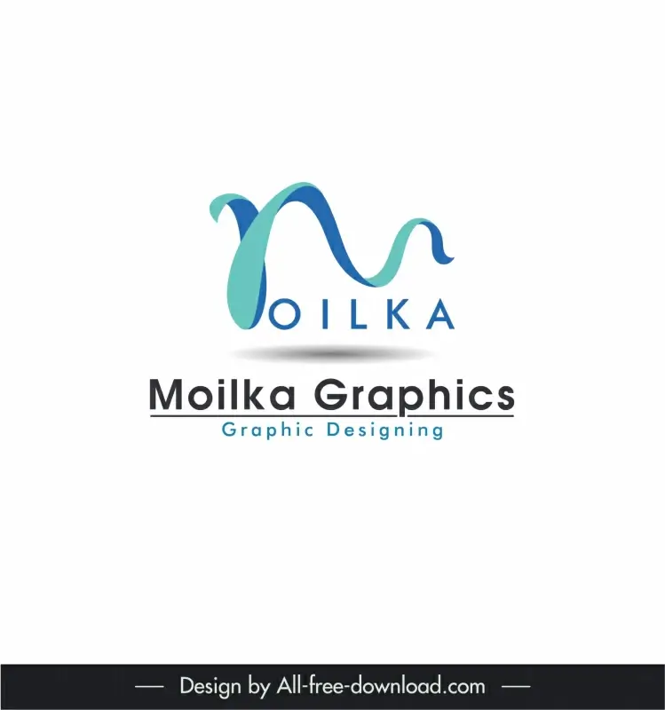 moilka graphics logo template 3d dynamic stylized curved texts decor 