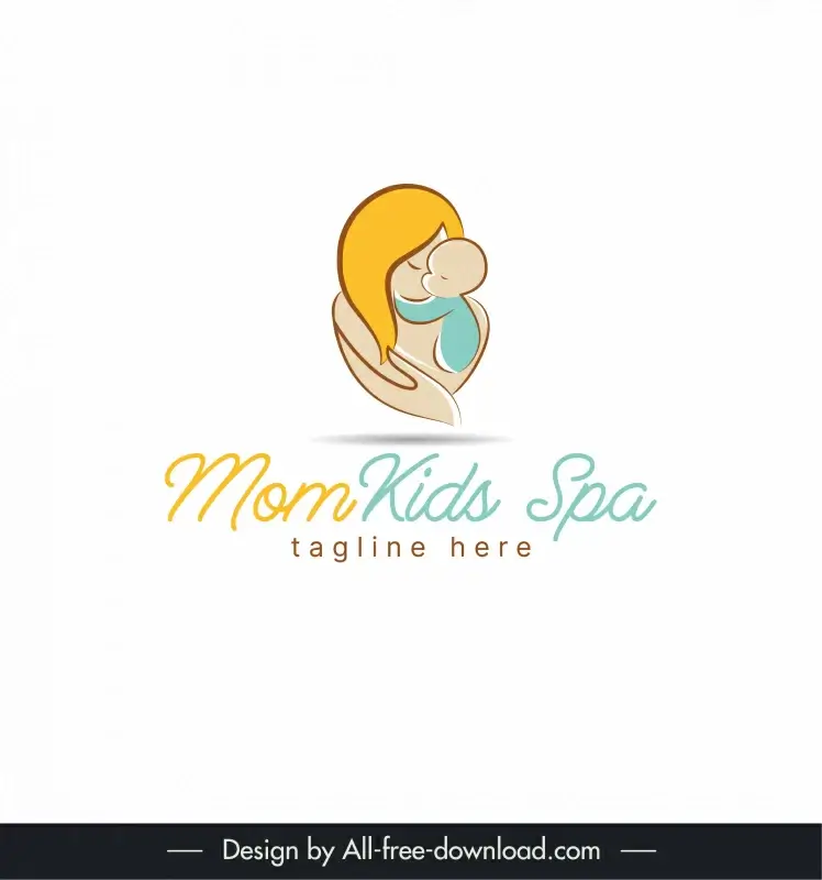 momkids spa logo template cute handdrawn