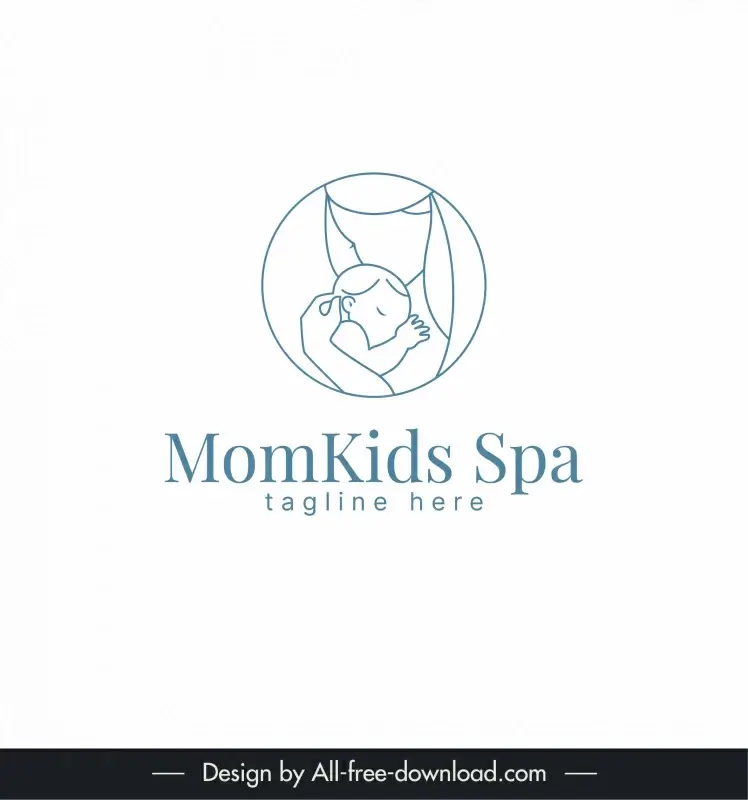 momkids spa logo template flat handdrawn circle isolation