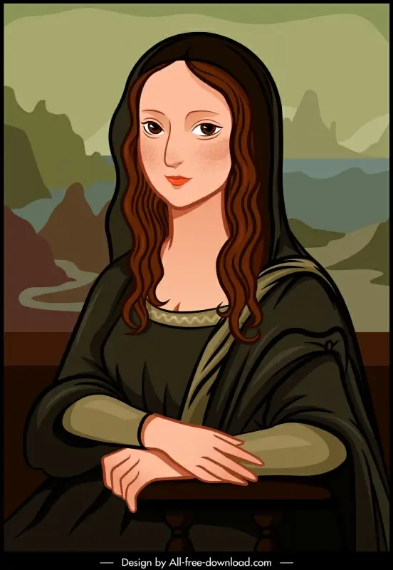 Mona lisa portrait painting classical handdrawn cartoon sketch Vectors  graphic art designs in editable .ai .eps .svg .cdr format free and easy  download unlimit id:6920271