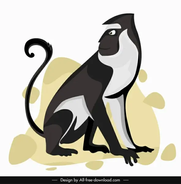 monkey icon black white handdrawn sketch