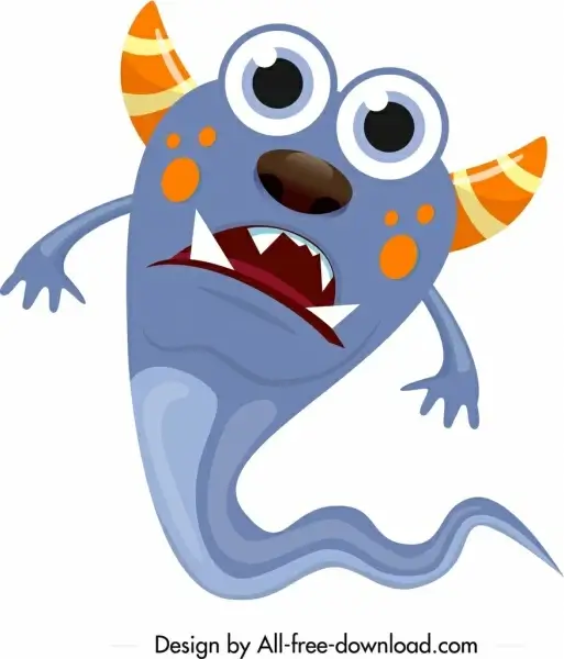 monster ghost icon colored cartoon character